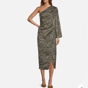 ANTONIO MELANI One-Shoulder Olive Dress